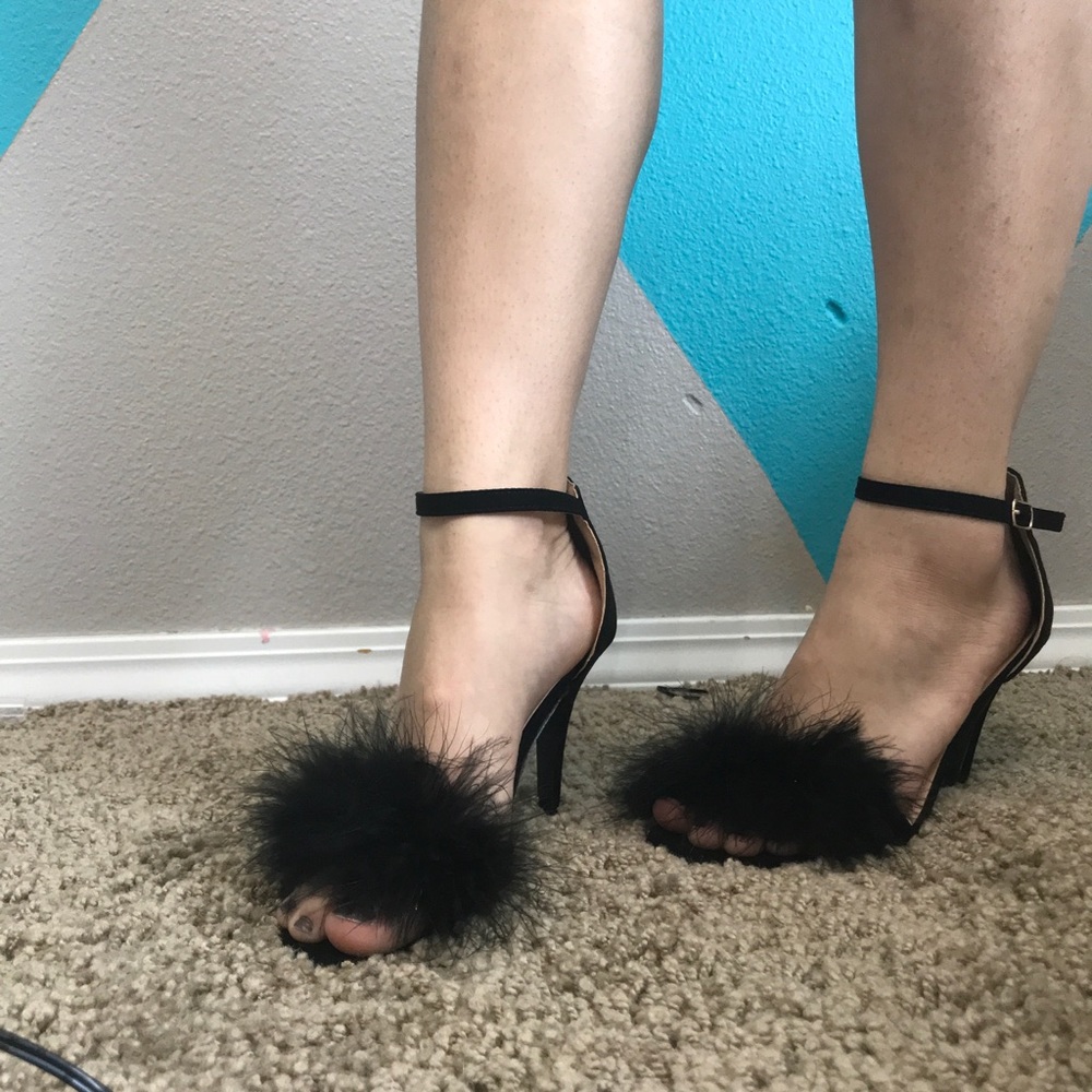 Trendy fuzzy high heels